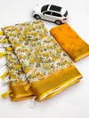 MG 226 Linen With Gold Jari Patta Printed Fancy Saree Wholesale Market In Surat